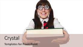  Presentation with funny - Slides with funny nerd student isolated background and a mint green colored foreground