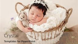  Presentation with stomach - Colorful slides enhanced with funny-newborn-sleeping-in-basket backdrop and a coral colored foreground