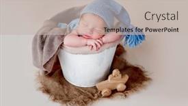  Presentation with newborn - Amazing presentation theme having funny-newborn-wearing-blue-knitted backdrop and a soft green colored foreground