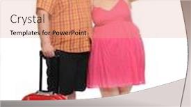  Presentation with obese - Presentation design consisting of funny obese couple going to holidays background and a coral colored foreground