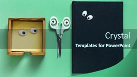  Presentation with risk management top view - PPT theme having funny-office-supplies-top-view background and a wine colored foreground