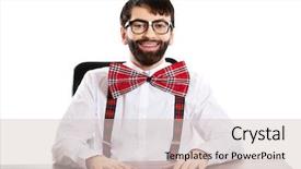  Presentation with old fashioned - Slides having funny old fashioned man sitting by a desk background and a lemonade colored foreground