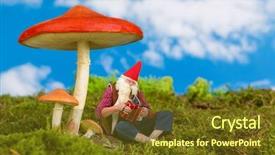  Presentation with old music - PPT layouts with funny old garden gnome playing background and a tawny brown colored foreground
