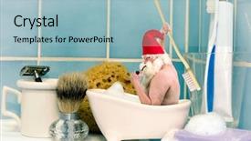  Presentation with funny - Colorful theme enhanced with funny old gnome taking backdrop and a light blue colored foreground