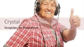  Presentation with old music - Colorful PPT layouts enhanced with funny-old-lady-listening-music backdrop and a coral colored foreground