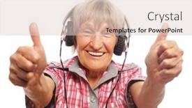  Presentation with old music - Colorful PPT layouts enhanced with funny-old-lady-listening-music backdrop and a lemonade colored foreground