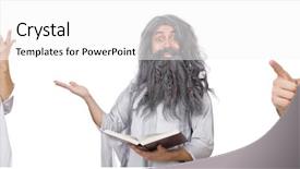 Presentation with old book - Amazing PPT layouts having funny old wizard with book backdrop and a white colored foreground