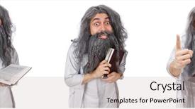 Presentation with wizard - Cool new presentation design with funny old wizard with book backdrop and a soft green colored foreground