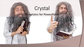  Presentation with wizard - Colorful slides enhanced with funny old wizard with book backdrop and a coral colored foreground