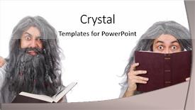  Presentation with wizard - Slides enhanced with funny old wizard with book background and a white colored foreground