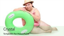  Presentation with life - PPT theme with funny overweight woman with life background and a mint green colored foreground