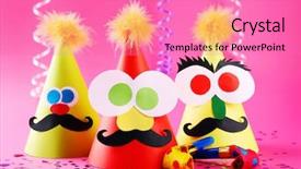  Presentation with pink peones - Audience pleasing presentation consisting of funny party hats with blowers backdrop and a coral colored foreground