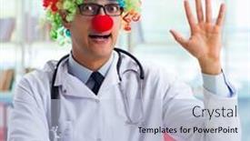  Presentation with pediatrician - Slides with funny-pediatrician-with-clown-wig background and a light blue colored foreground