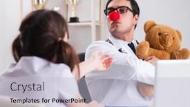  Presentation with pediatrician - Amazing slide set having funny pediatrician with little girl at regular check-up backdrop and a lemonade colored foreground