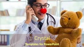  Presentation with pediatrician - Presentation enhanced with funny-pediatrician-with-toy background and a tawny brown colored foreground