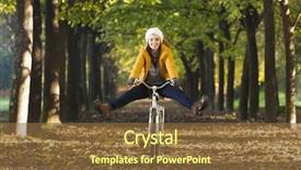  Presentation with bicycle - Slide deck with funny people - happy smiling girl riding background and a tawny brown colored foreground