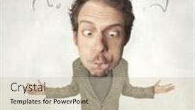  Presentation with question marks - PPT layouts featuring funny-person-with-big-head background and a soft green colored foreground