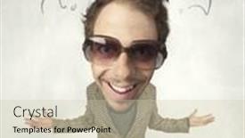  Presentation with question marks - Audience pleasing slide set consisting of funny-person-with-big-head and a soft green colored foreground