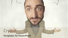  Presentation with question marks - Colorful slide deck enhanced with funny-person-with-big-head and a soft green colored foreground