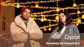  Presentation with animated christmas - Audience pleasing PPT theme consisting of funny photo at christmas market backdrop and a tawny brown colored foreground