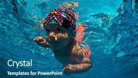  Presentation with deep - Slide set enhanced with funny photo of active baby background and a ocean colored foreground