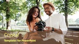  Presentation with man sitting bench - Audience pleasing PPT theme consisting of funny photo session in park with black man sitting on a bench backdrop and a tawny brown colored foreground