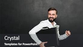  Presentation with black man - PPT theme featuring funny picture of lucky man background and a dark gray colored foreground