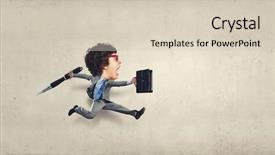  Presentation with running - Theme featuring funny picture of running man background and a soft green colored foreground