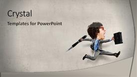  Presentation with head - Colorful slide set enhanced with funny picture of running man backdrop and a light gray colored foreground