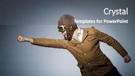  Presentation with pilot - Cool new slide deck with funny pilot with goggles and helmet backdrop and a gray colored foreground