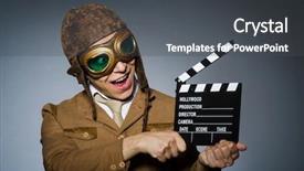  Presentation with pilot - Presentation design consisting of funny pilot with goggles and helmet background and a dark gray colored foreground
