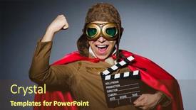  Presentation with pilot - Cool new presentation design with funny pilot with goggles and helmet backdrop and a tawny brown colored foreground