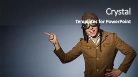  Presentation with pilot - Presentation theme enhanced with funny pilot with goggles and helmet background and a dark gray colored foreground