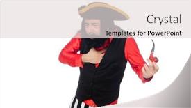  Presentation with pirate - Beautiful presentation design featuring funny pirate isolated on the white backdrop and a light gray colored foreground