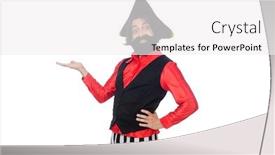 Presentation with pirate - Cool new presentation theme with funny pirate isolated on the white backdrop and a white colored foreground
