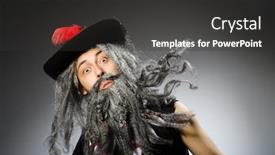  Presentation with pirate - Amazing slides having funny pirate with long beard backdrop and a dark gray colored foreground