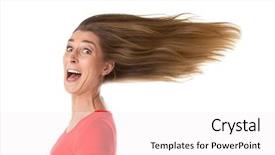  Presentation with flowing wallpaper - Colorful slide deck enhanced with insane - funny portrait of young woman backdrop and a white colored foreground