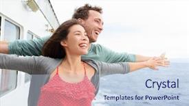  Presentation with titanic ship - Presentation with funny pose on cruise ship background and a light blue colored foreground