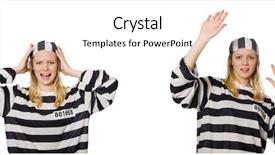  Presentation with prison escape - PPT theme enhanced with funny prison inmate in concept background and a white colored foreground