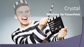  Presentation with prison - Theme consisting of funny prison inmate in concept background and a gray colored foreground