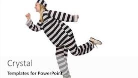  Presentation with prison - Colorful theme enhanced with funny prison inmate in concept backdrop and a white colored foreground