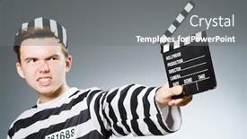  Presentation with prison - Beautiful presentation featuring funny prison inmate in concept backdrop and a gray colored foreground