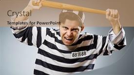  Presentation with prison - Cool new PPT layouts with funny prison inmate in concept backdrop and a coral colored foreground