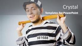  Presentation with prison - PPT layouts enhanced with funny prison inmate in concept background and a gray colored foreground