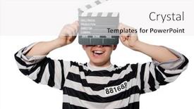  Presentation with prison - Colorful PPT theme enhanced with funny prison inmate in concept backdrop and a white colored foreground