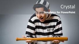  Presentation with prison - Beautiful slides featuring funny prison inmate in concept backdrop and a gray colored foreground