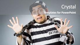  Presentation with prison - Beautiful presentation theme featuring funny prison inmate in concept backdrop and a gray colored foreground