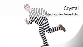  Presentation with prison - Presentation design with funny prison inmate in concept background and a white colored foreground