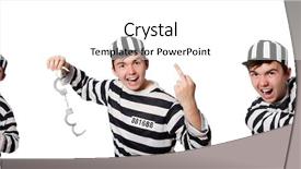  Presentation with prison - Beautiful presentation theme featuring funny prison inmate in concept backdrop and a cream colored foreground
