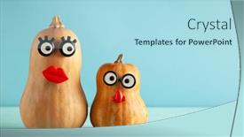  Presentation with pastel - Beautiful theme featuring funny-pumpkins-with-faces backdrop and a light blue colored foreground